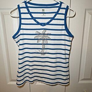 Palm Harbour Palm Tree‎ Womens Petite L Coastal Tank Top Beach Vacation Resort